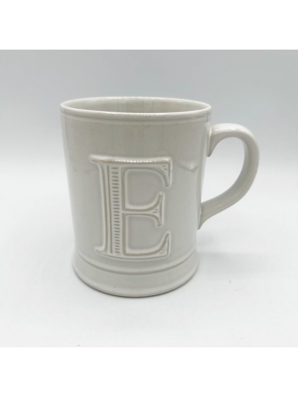 Pottery Barn White Monogram ‘E’ Mug Coffee Tea Home Minimalist